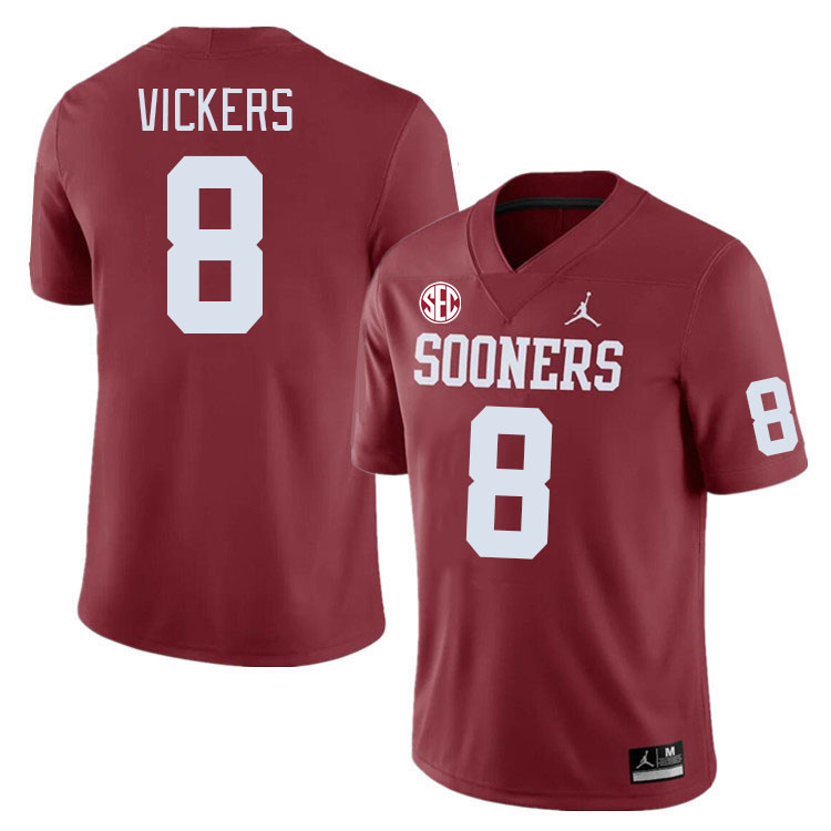 Men #8 Makari Vickers Oklahoma Sooners 2024 SEC Conference College Football Jerseys-Crimson